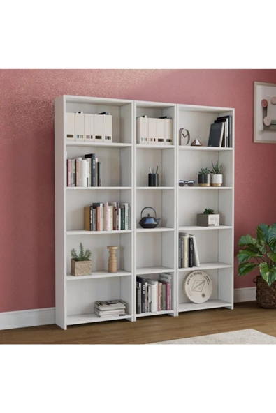 Tdesigno Oyku Kitaplık 130 cm Beyaz - 2