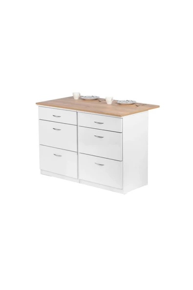 Tdesigno Şans Mutfak Adası 6 Çekmeceli Alt Modül 100 cm Tezgah Dahil ürün görseli