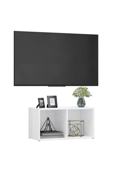 Tdesigno Tdesıgno Utku Televizyon Sehpası - Ünitesi -kitaplık-beyaz 72 cm 2 Raflı - 2