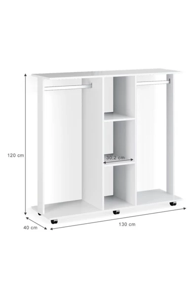 Tdesigno Funda Açık Giyinme Dolabı Çok Amaçlı Dolap Gardırop 80 cm Beyaz - 7