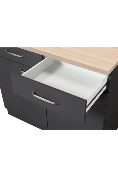 Tdesigno Ares Mutfak Çekmeceli Alt Modül - Dolap 100 Cm Antrasit- Tezgah Dahil - 3