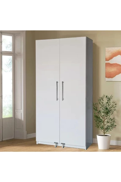 Tdesigno Hibe Çok Amaçlı 90 Derece Açılabilir 2 Kapaklı Kiler Erzak Mutfak Dolabı-90 cm - 2