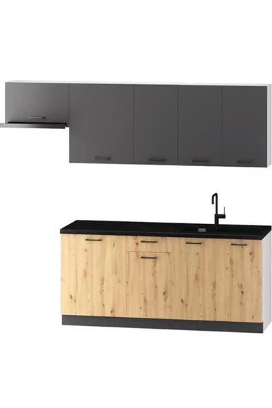 Tdesigno Tdesıgno Dilara Mutfak 240 Cm Tezgah Dahil Değil Antrasit - 1