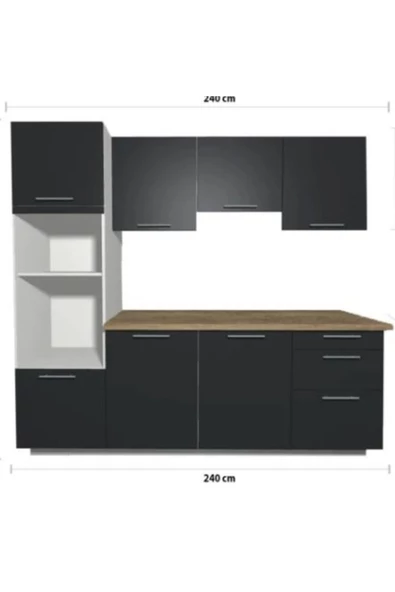Tdesigno Vega Mutfak 240 cm Tezgah Dahil Değil-kiler Dahil Antrasit - 2