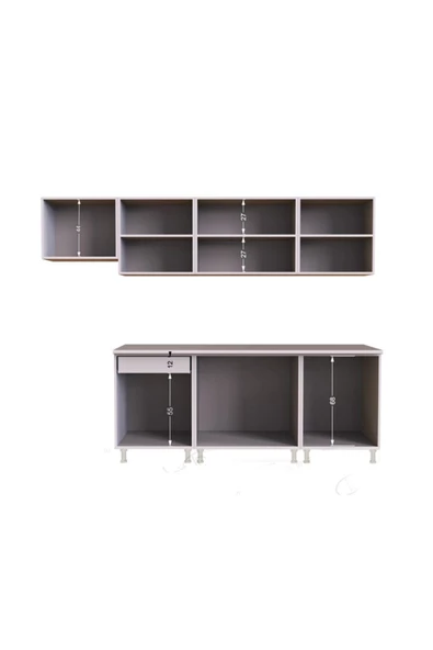 Tdesigno Nisa Hazır Mutfak Dolabı 260 cm safir Meşe Beyaz - 6