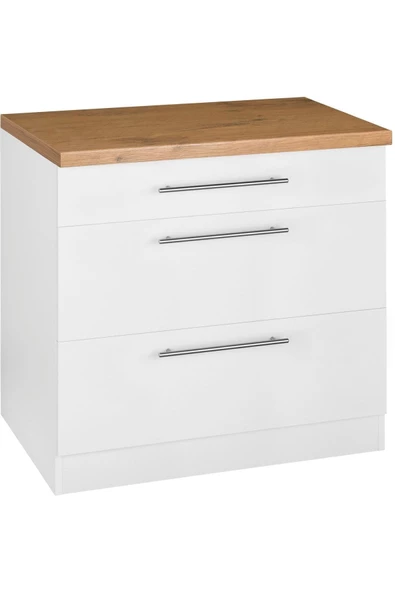 Tdesigno Aysel Mutfak Çekmeceli Alt Modül 80 Cm Beyaz Tezgah Dahil Değil - Resim 2