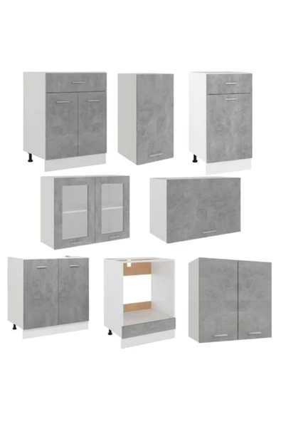 Tdesigno Tuana Mutfak 210 Cm Tezgah Dahil Değil-beton Görünümlü Kapak - Resim 3