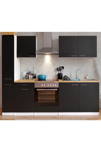 Tdesigno Volkan Mutfak 280 Cm Tezgah Dahil Değil-kiler Dahil Siyah