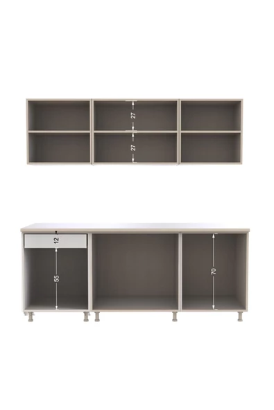 Tdesigno Petek Hazır Mutfak Dolabı - 200 cm - Ceviz - Tezgah Dahil Değil - 5