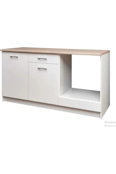 Tdesigno Mera Mutfak Çekmeceli Alt Modül 160 cm Beyaz Tezgah Dahil - Resim 2