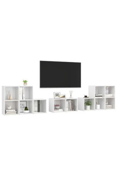 Tdesigno Alev Kitaplıklı Televizyon Sehpası Ünites 240 cm 12 Raflı - 2