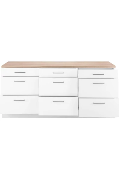 Tdesigno Arita Mutfak Çekmeceli Alt Modül 180 cm Beyaz Tezgah Dahil ürün görseli