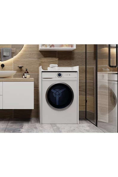 Tdesigno Ulya Banyo Dolabı-Çok Amaçlı-Çamaşır Makinesi Dolabı-Beyaz