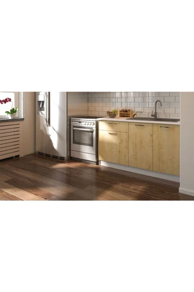 Tdesigno Ipek Alt Mutfak Dolabı140 Cm  Safir Meşe Tezgah Dahil Değil - Resim 4