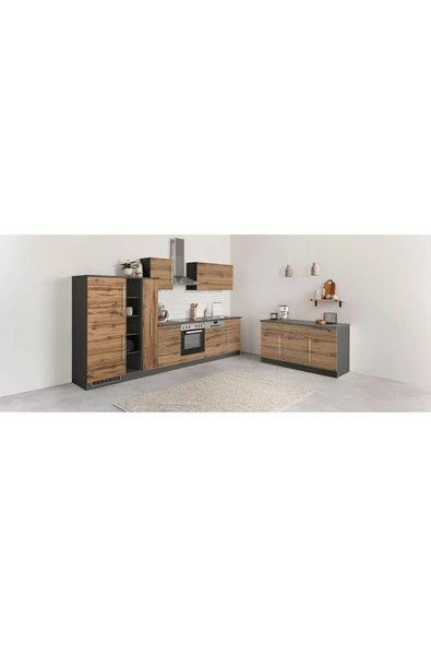 Tdesigno Hazel Mutfak Çekmeceli Alt Modül 180 Cm Antrasit-çam / Tezgah Dahil - 4