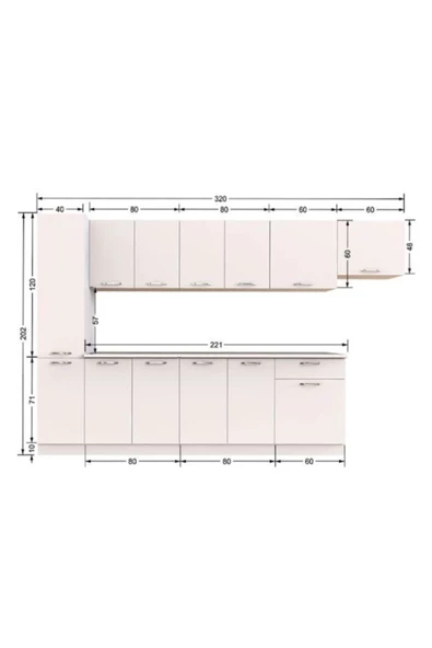 Tdesigno Turna Hazır Mutfak Dolabı Kiler Dahil 320cm- - Resim 4