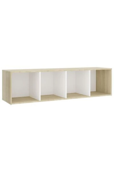 Tdesigno Tdesıgno Eda Televizyon Sehpası - Ünitesi -kitaplık-meşe Beyaz 144 Cm 4 Raflı - 2