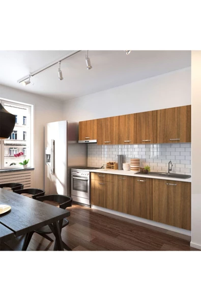 Tdesigno Parla Hazır Mutfak Dolabı 260 Cm - Tezgah Dahil Değil - Ceviz - Resim 2