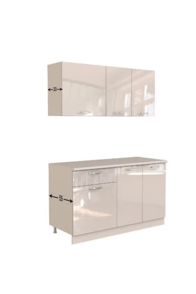Tdesigno Esin Hazır Mutfak Dolabı 140 Cm -tezgah Dahil Değil- Parlak Beyaz - 4