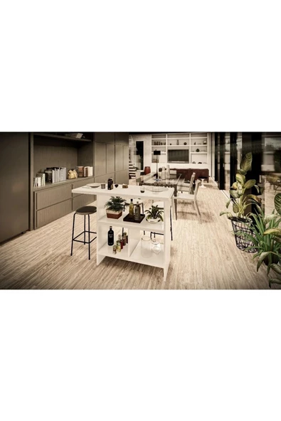 Tdesigno Zula Mutfak Adası Alt Modül 120 cm Beyaz - Resim 2