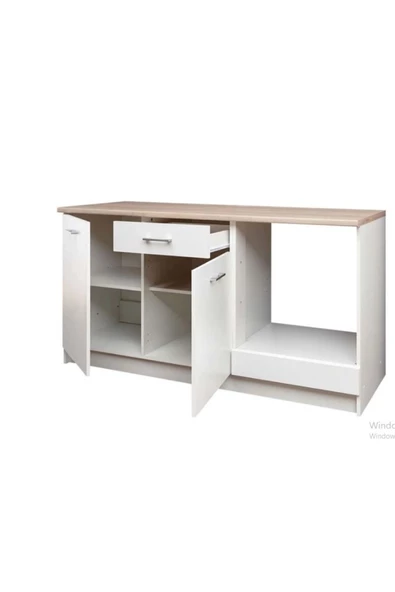Tdesigno Mera Mutfak Çekmeceli Alt Modül 180 cm Beyaz Tezgah Dahil - Resim 3