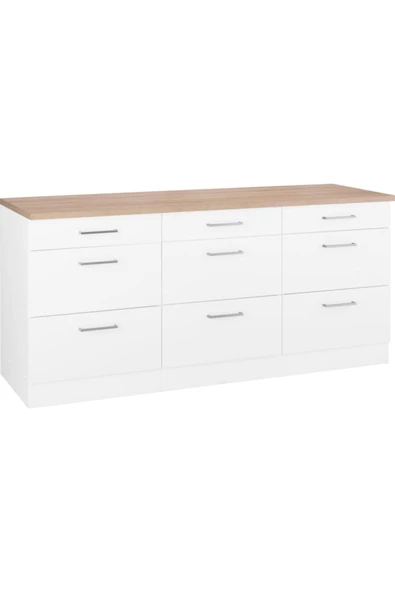 Tdesigno Arita Mutfak Çekmeceli Alt Modül 180 cm Beyaz Tezgah Dahil - Resim 2