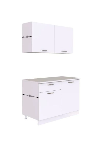 Tdesigno Ela Hazır Mutfak Dolabı 120 Cm - Tezgah Dahil Değil Beyaz - Resim 3