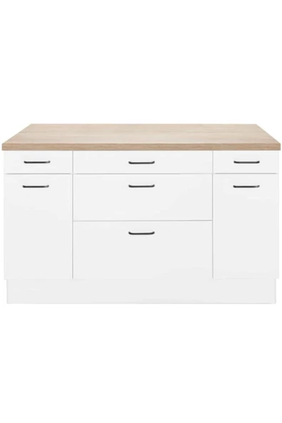 Tdesigno HELİN Mutfak Alt Modül 130 Cm Beyaz -tezgah Dahil - Resim 3