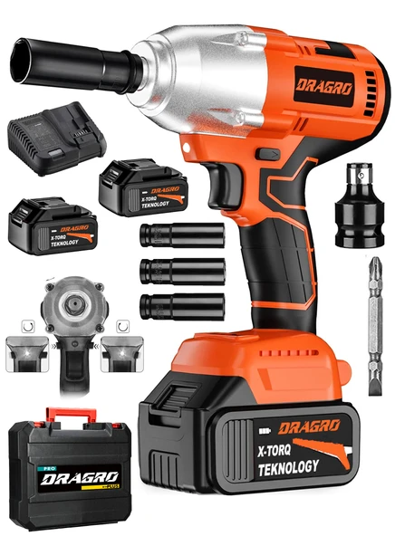 Dragro Alman 598 Vf 20 Ah Kömürsüz Çift Bataryalı Somun Sökme Sıkma Makinesi 32 Parça Full Setli