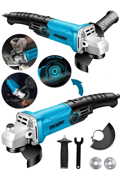 Dragro Alman 4000 Watt Devir Ayarli  Çift Metal Dişli Şanzuman Demir Metal Kesme Taşlama Makinesi 125 Mm