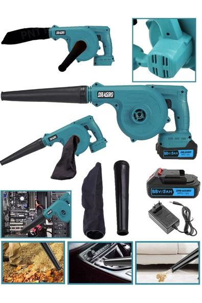 Dragro Alman 88v Solo Akülü Üfleme Makinesi Bilgisayar Pc Temizleme Emme Özellikli Drg Mavi 009