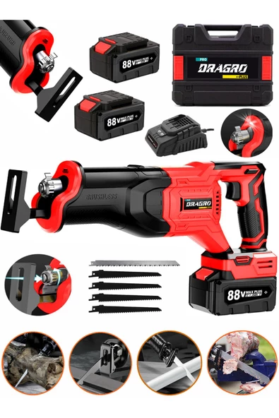 Dragro Alman 88 V 10 Ah Çift Akülü Tilki Kuyruğu Ağaç Dal Kesim Makinesi 5 Adet Bıçak Şarjlı Tilki