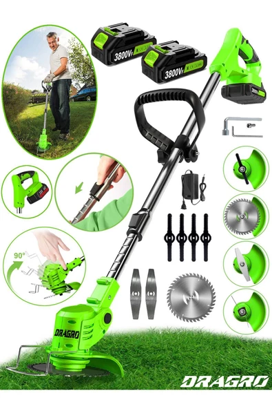 Dragro Alman Eco Pro  2 Akülü 3800 VF 20 AH Ot Çim Çalı Diken Biçme Tırpanı Teleskopik Uzatmalı - 2