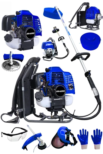 Dragro Alman 20 Hp Sırt Tipi Benzinli Motorlu Ot Çalı Tırpanı Çim Biçme Makinesi