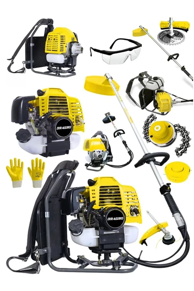 Dragro Alman 20 Hp Sırt Tipi Benzinli Motorlu Ot Çalı Tırpanı Çim Biçme Makinesi