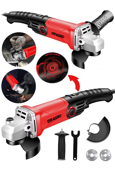 Dragro Alman 4000 Watt Devir Ayarli  Çift Metal Dişli Şanzuman Demir Metal Kesme Taşlama Makinesi 125 Mm