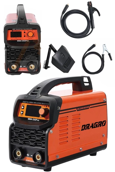 Dragro Alman Mma 200 Amper Profesyonel Dijital Göstergeli Invertör Kaynak Makinesi -drg-200-kaynak-turuncu