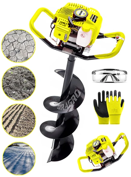 Dragro German Toprak Burgu Makinası 150 Mm Delme Ucu H1721 Sarı 9.9 Motor Gücü