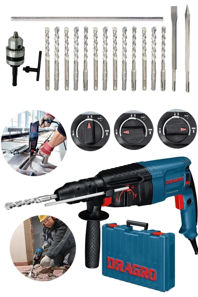 Dragro Alman 4200 W Kırıcı Delici Metal Dişli Şanzuman Hilti Yedek Mandren 15 Uç - 2