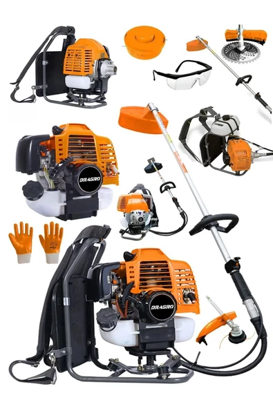 Dragro Alman 20 Hp Sırt Tipi Benzinli Motorlu Ot Çalı Tırpanı Çim Biçme Makinesi - 2