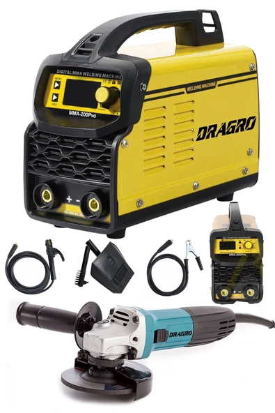 Dragro Germany Technology Çift Kartlı 200 Amper Invertör Kaynak Makinası-sarı-3000w Taşlama 2li Set - 2