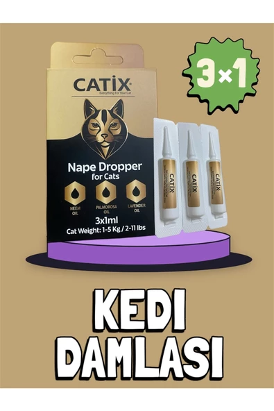 Kediler Için Dış Derma Parazit Kaşıntı Giderici Tüy Damlası 3x1 ml