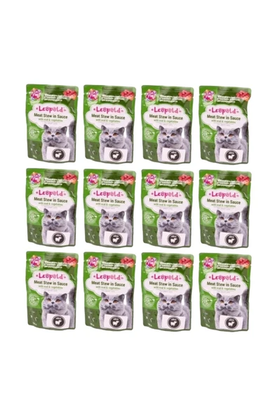 vet advice Leöpöld Premium Pouch Yetişkin Kuzulu Kedi Yaş Maması 12×100 gr - Resim 2