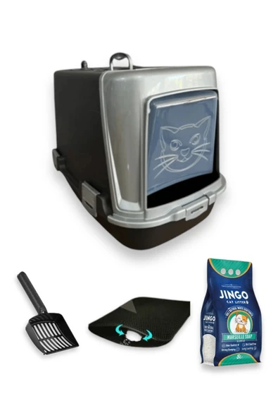 vet advice Kedi Tuvale Bakım Seti Kapalı Tuvalet Kedi Kumu Kedi Kum Küreği Kedi elekli Paspası ürün görseli 1