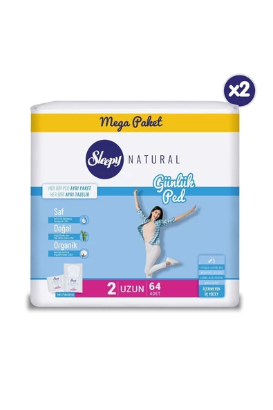 Sleepy Natural Günlük Ped Uzun 2 x 64'lü ürün görseli 1