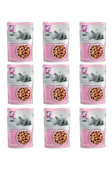 Miss Kis Premium Pouch Kitten Yavru Kedi Yaş Maması 9 ADET 100 gr tavuklu - 2