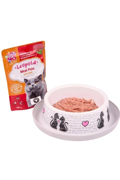 LeöPöld Premium Yetişkin Kedi Kuzulu Yaş mama 100 gr