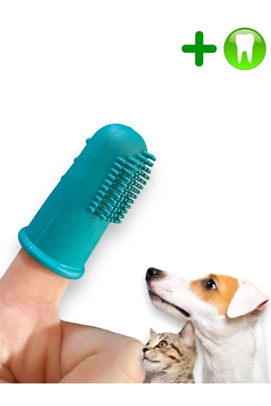 vet advice Kedi Köpek Silikon Parmak Diş Kaşıyıcı Dil Temizleyici Diş Fırçası Yeşil - Adet