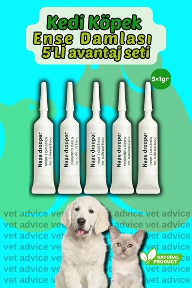 vet advice Kedi Köpek Iç Dış Deri Tüy Bakım Damlası Parazit Bitkisel 5'li Tüp Set - 5