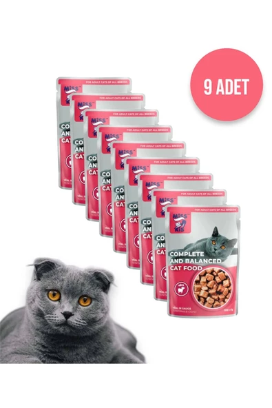 Miss Kis Premium Pouch Sığırlı Kedi Konservesi 9 ADET 100 gr Yaş Mama